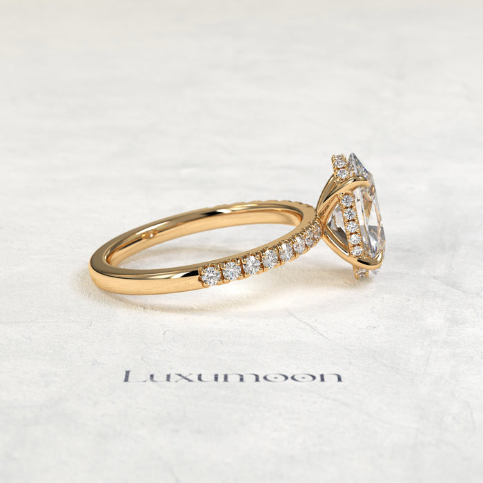 The Kalissea – 2 CT Oval Diamond Pavé Hidden Halo Solitaire Engagement Ring