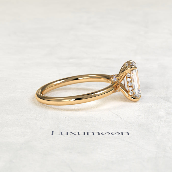 The Faelenth – 3 CT Emerald Hidden Halo Solitaire Ring
