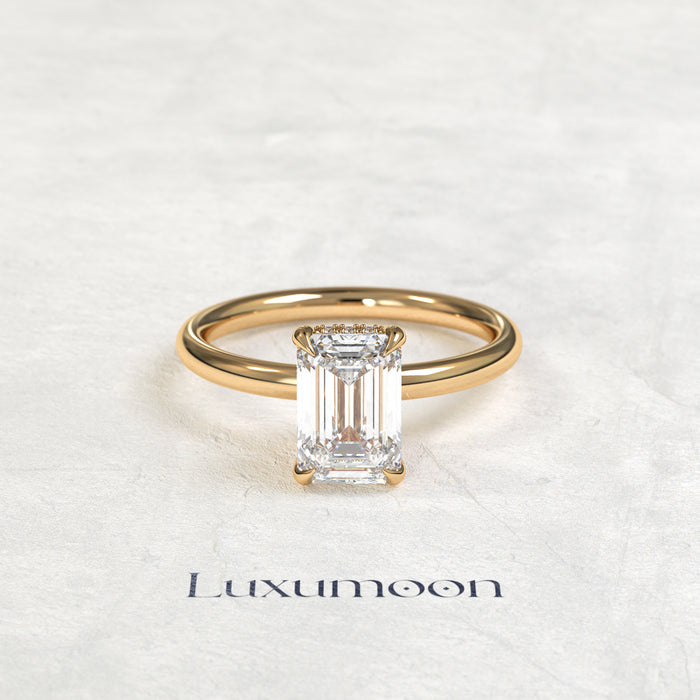 The Faelenth – 3 CT Emerald Hidden Halo Solitaire Ring