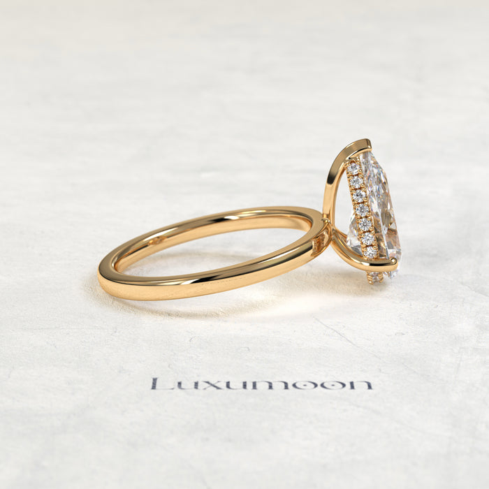 Anillo Solitario The Erenth – 2 CT Pera con Halo Oculto