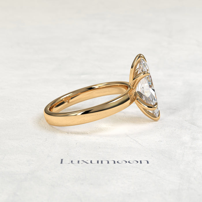 Anillo de compromiso solitario Kalvella de 3 quilates con marquesa y seis puntas