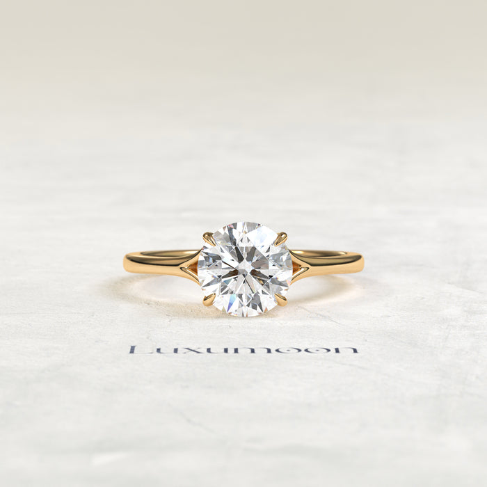 The Eveloria – 3 CT Round Diamond Split Shank Solitaire Engagement Ring
