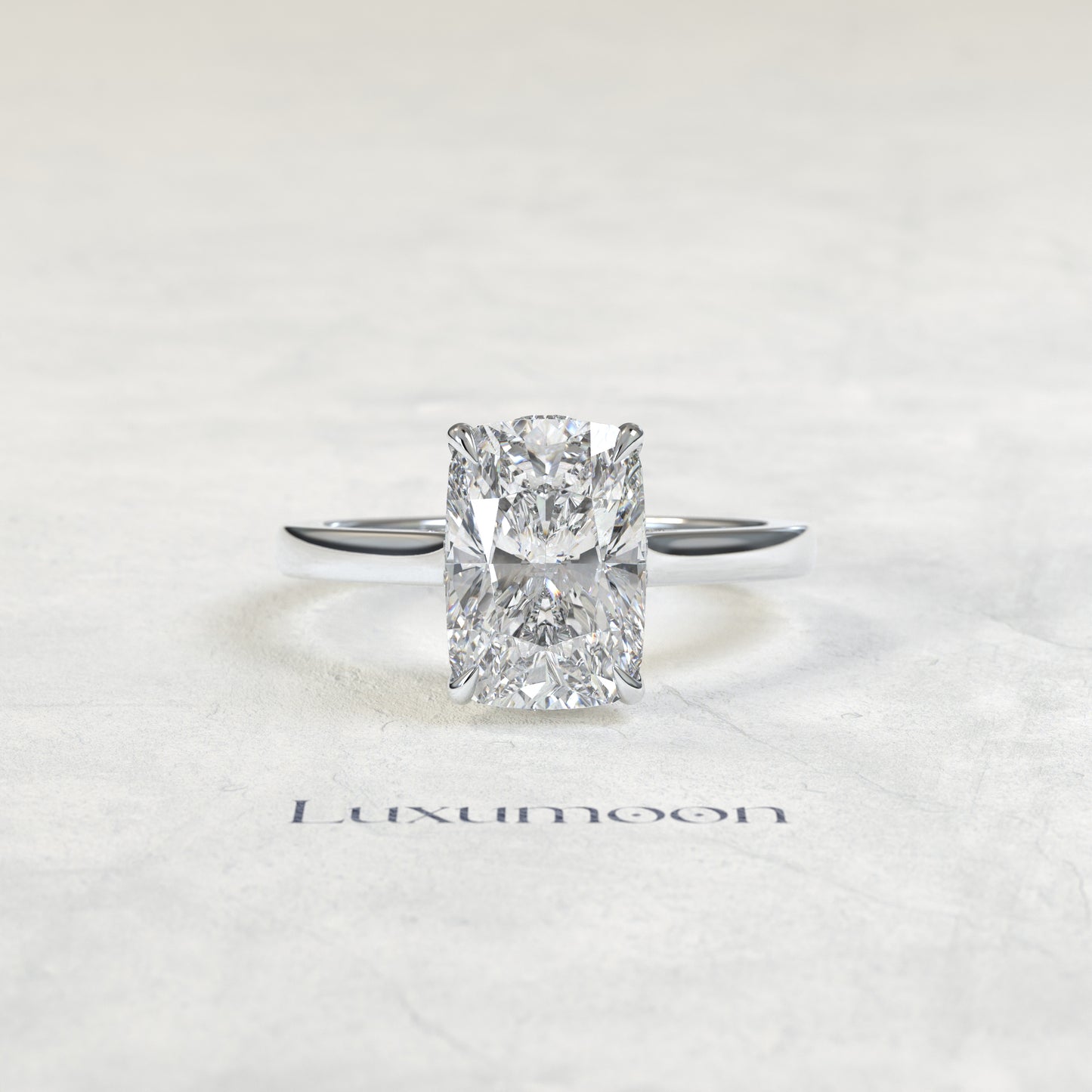 The Norisse – 3 CT Elongated Cushion Cut Hidden Pave Crown Solitaire Ring