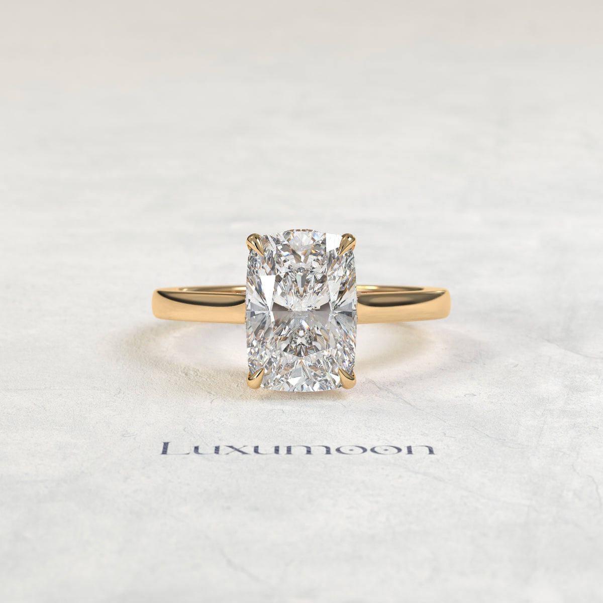 The Norisse – 3 CT Elongated Cushion Cut Hidden Pave Crown Solitaire Ring