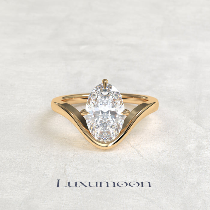 The Irenthia – 1.5 CT Oval Curve Sculpted Solitaire Ring