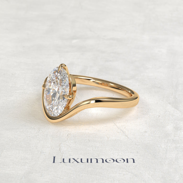 The Irenthia – 1.5 CT Oval Curve Sculpted Solitaire Ring