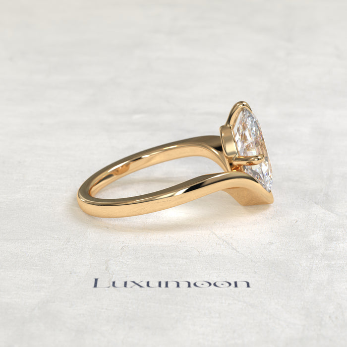 The Irenthia – 1.5 CT Oval Curve Sculpted Solitaire Ring