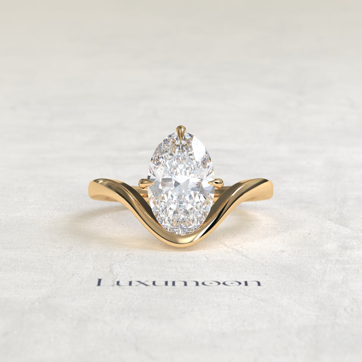 The Irenthia – 1.5 CT Oval Curve Sculpted Solitaire Ring