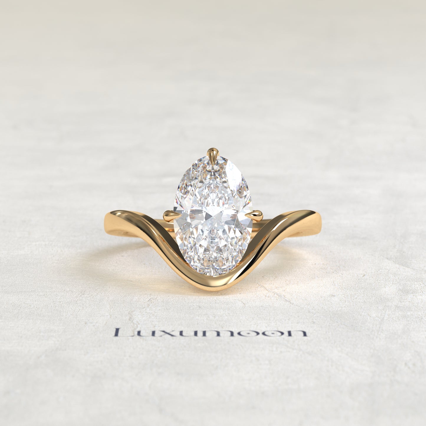 The Irenthia – 1.5 CT Oval Curve Sculpted Solitaire Ring