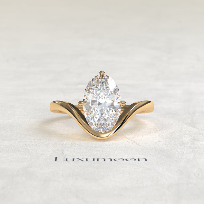 The Irenthia – 1.5 CT Oval Curve Sculpted Solitaire Ring