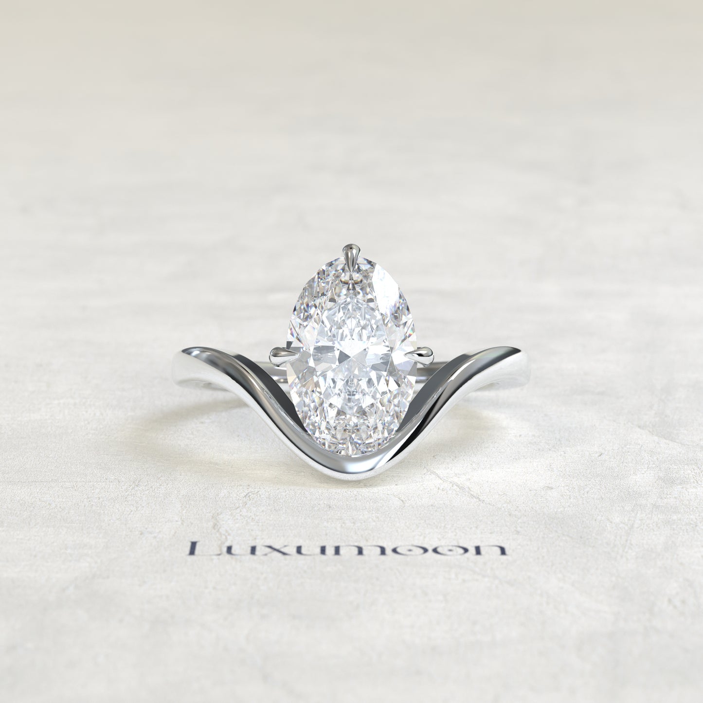 The Irenthia – 1.5 CT Oval Curve Sculpted Solitaire Ring