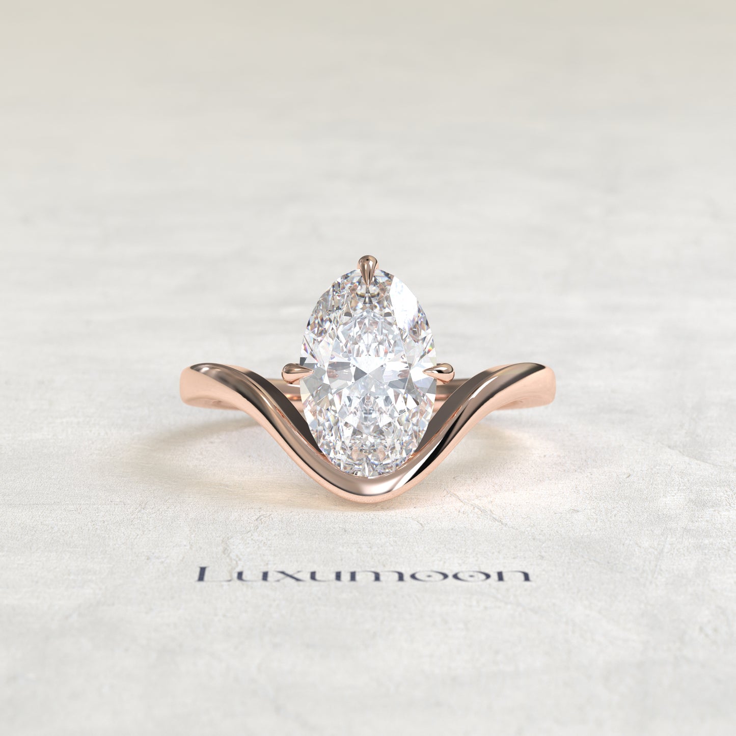The Irenthia – 1.5 CT Oval Curve Sculpted Solitaire Ring