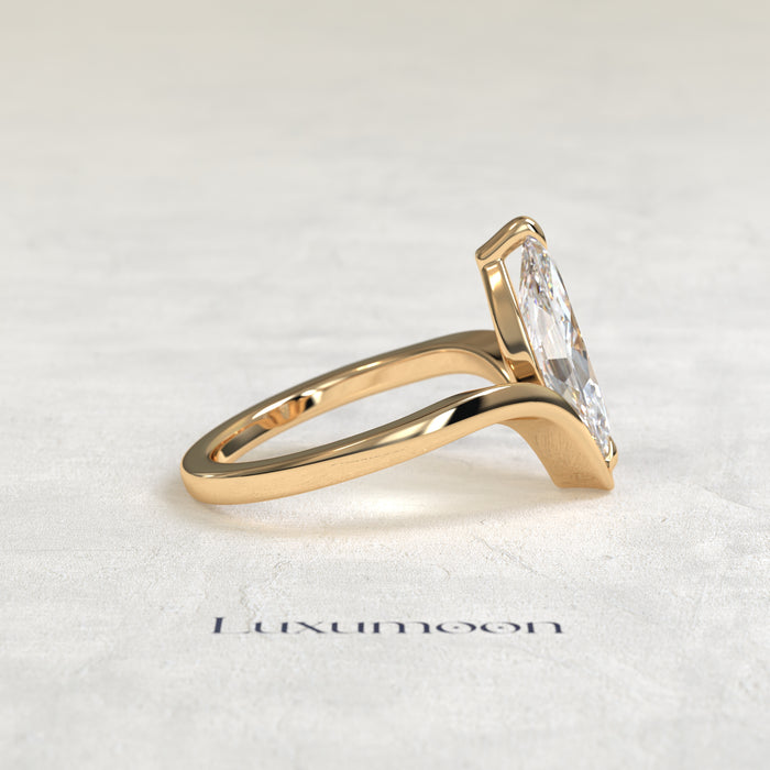 The Alviora – 2 CT Marquise Curve Sculpted Solitaire Ring
