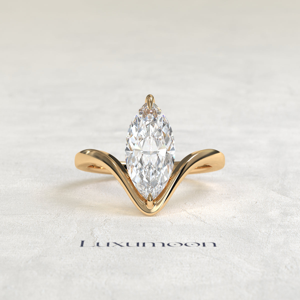 The Alviora – 2 CT Marquise Curve Sculpted Solitaire Ring