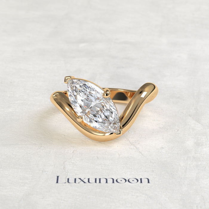 The Elavyn – 2 CT Ocean Floating Marquise Solitaire Ring