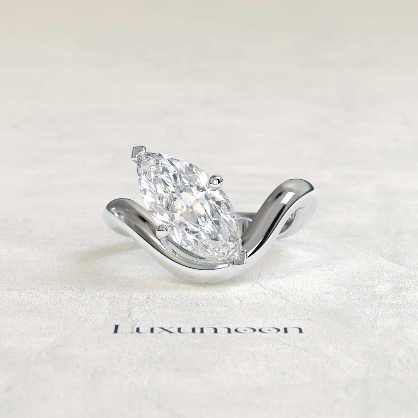 Bague solitaire marquise flottante Elavyn – 2 carats