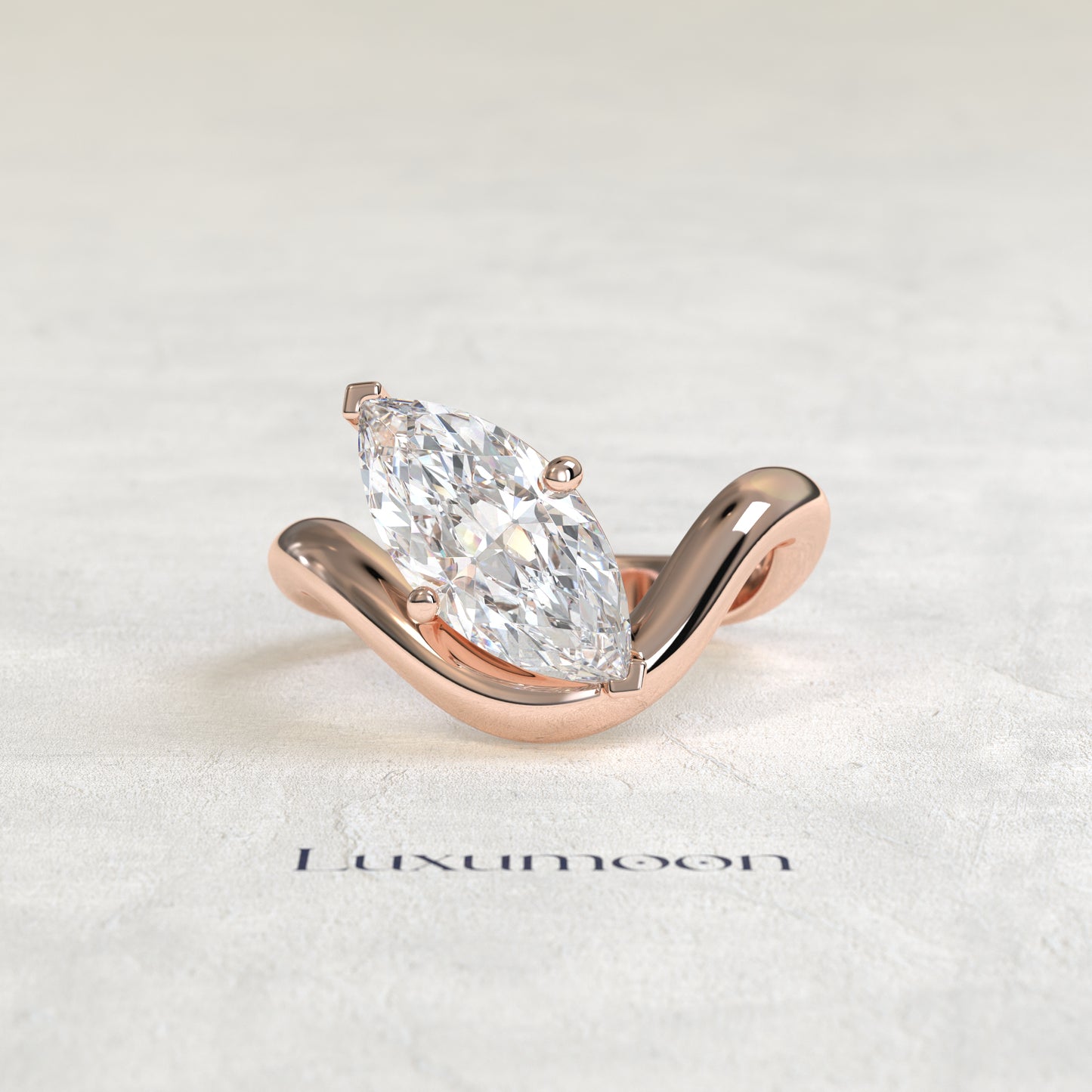 Bague solitaire marquise flottante Elavyn – 2 carats