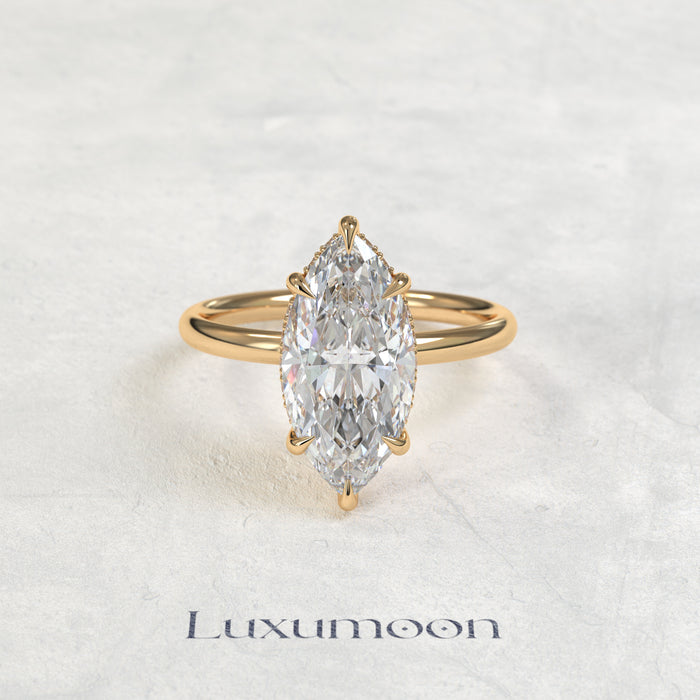 The Opalisse – 3 CT Marquise Hidden Halo Solitaire Diamond Ring