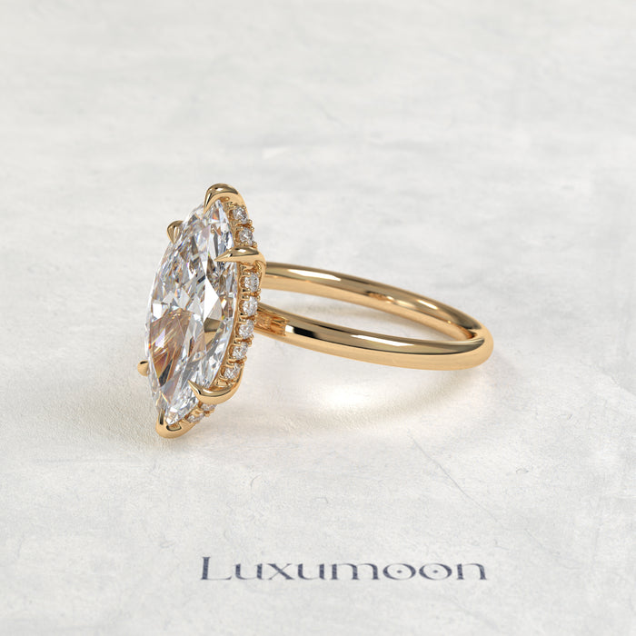 The Opalisse – 3 CT Marquise Hidden Halo Solitaire Diamond Ring