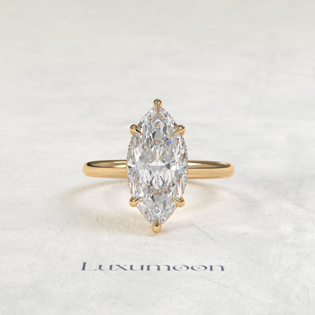 The Opalisse – 3 CT Marquise Hidden Halo Solitaire Diamond Ring