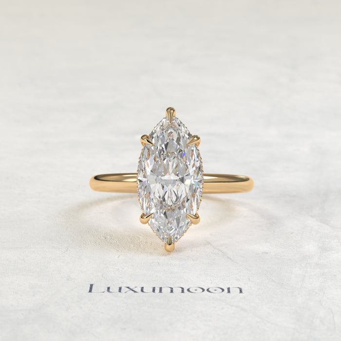 The Opalisse – 3 CT Marquise Hidden Halo Solitaire Diamond Ring