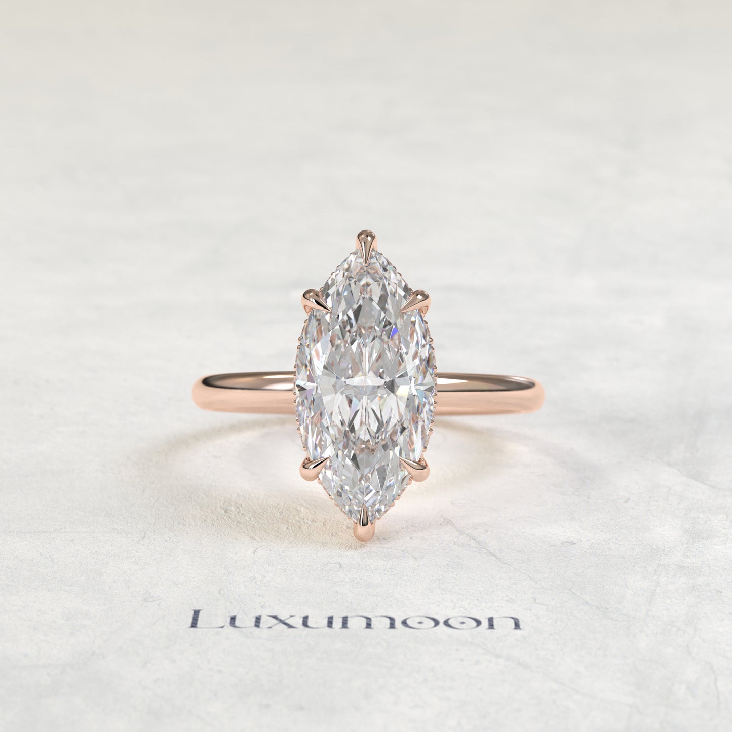The Opalisse – 3 CT Marquise Hidden Halo Solitaire Diamond Ring