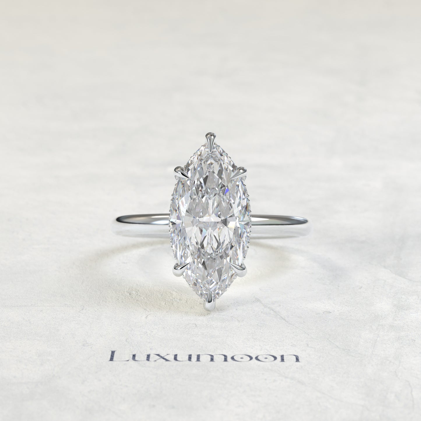 The Opalisse – 3 CT Marquise Hidden Halo Solitaire Diamond Ring