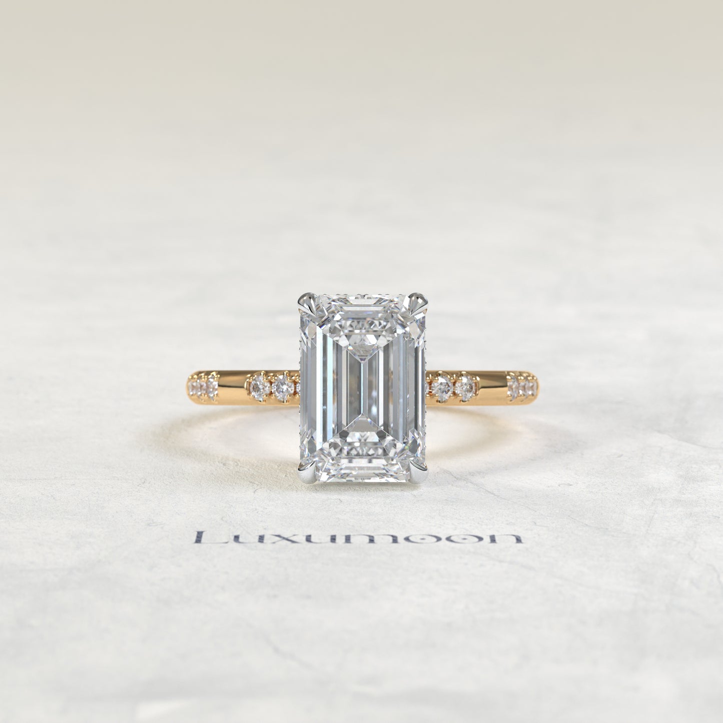 The Jovelle – 2.5 CT Emerald Diatance Pave Ring