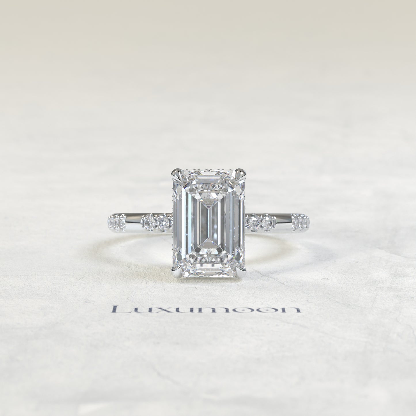 The Jovelle – 2.5 CT Emerald Diatance Pave Ring