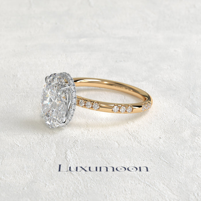 The Arvienne – 2.5 CT Oval Distance Pave Ring