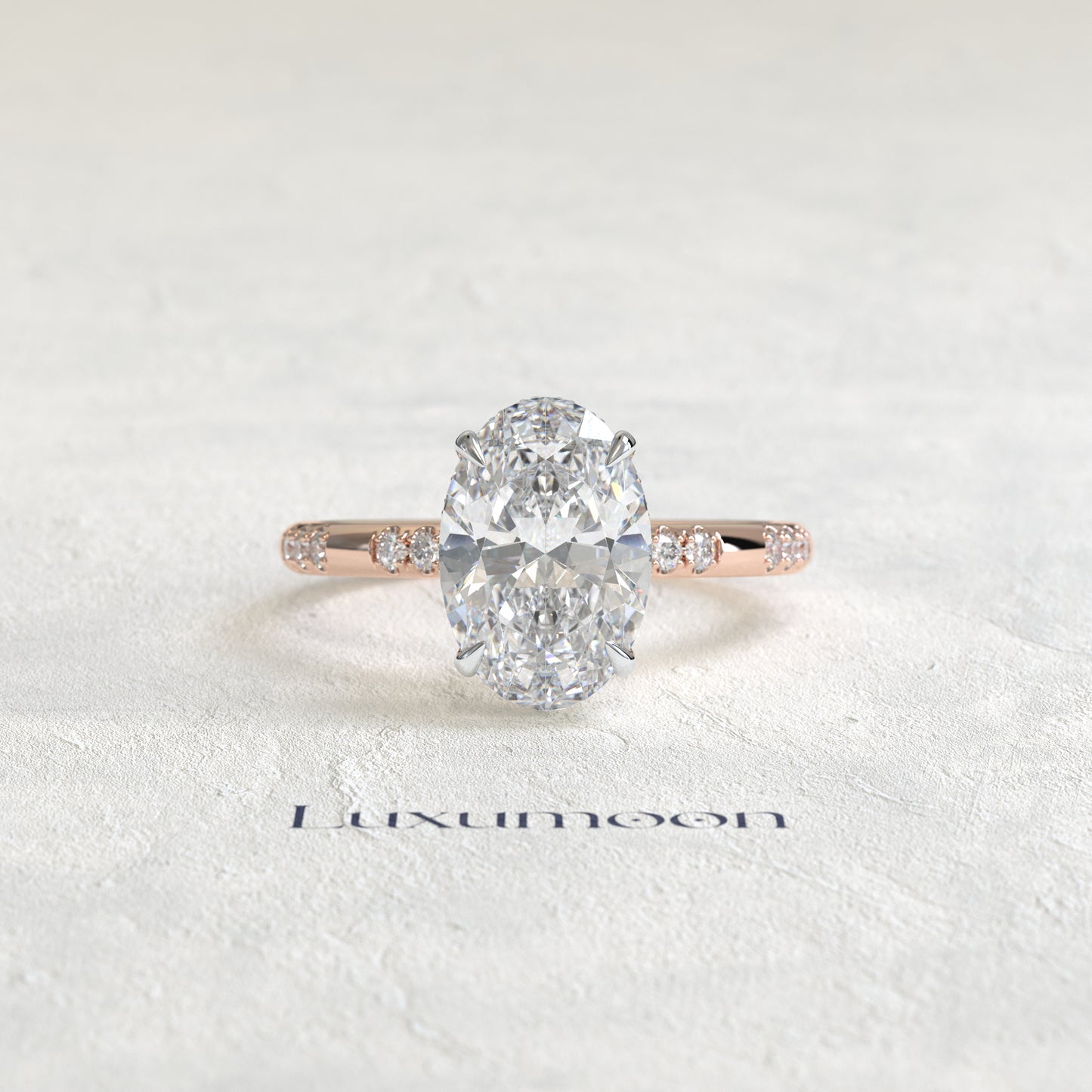 The Arvienne – 2.5 CT Oval Distance Pave Ring