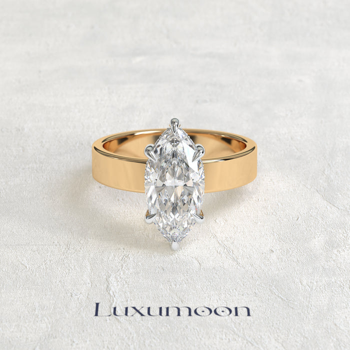 The Joravyn – 4 CT Marquise Diamond Cigar Band Solitaire Ring