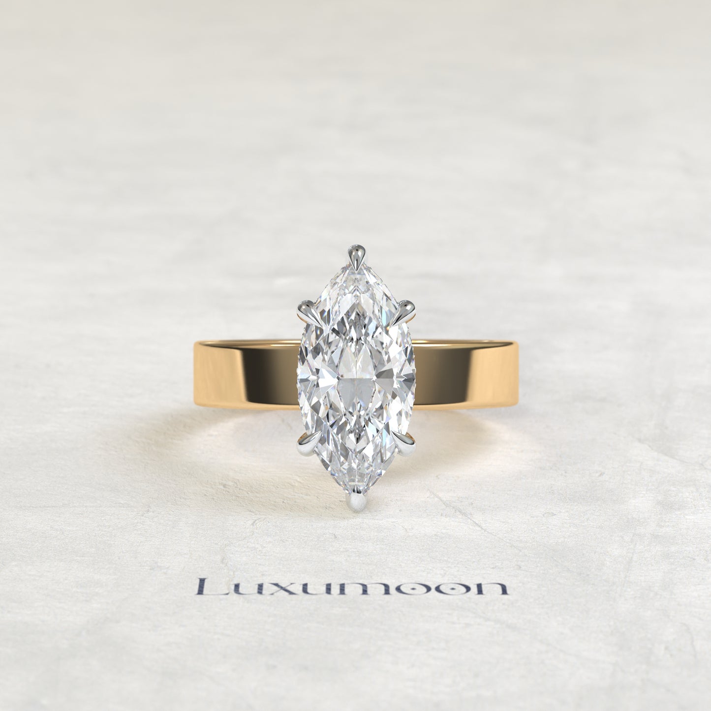 The Joravyn – 4 CT Marquise Diamond Cigar Band Solitaire Ring