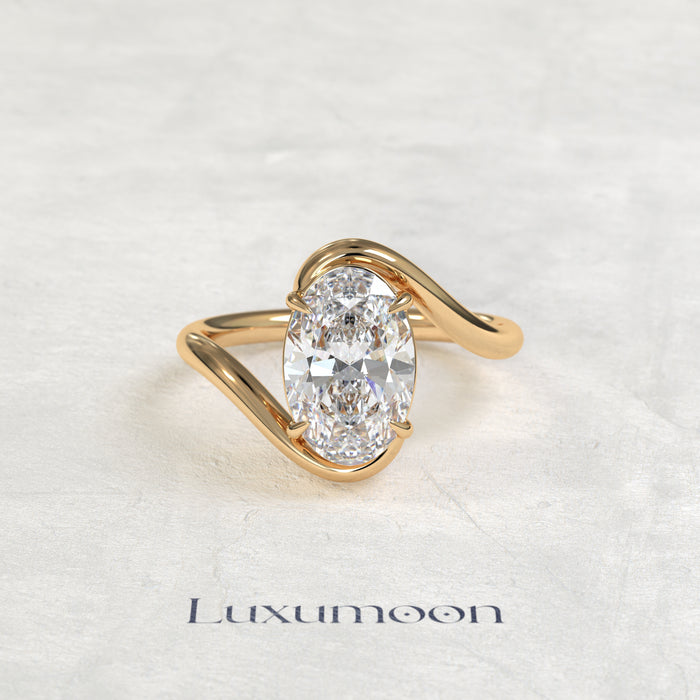 The Ivelora – 2 CT Oval Bypass Solitaire Diamond Ring