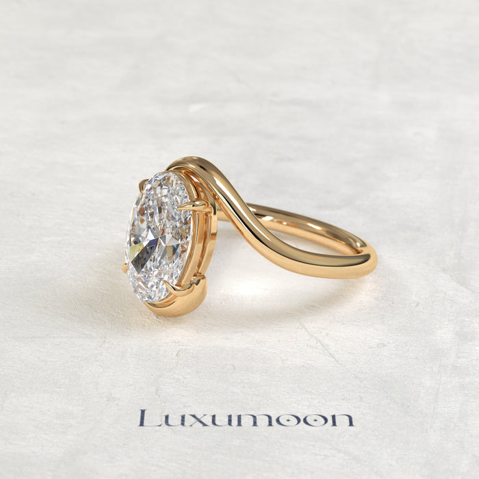 The Ivelora – 2 CT Oval Bypass Solitaire Diamond Ring