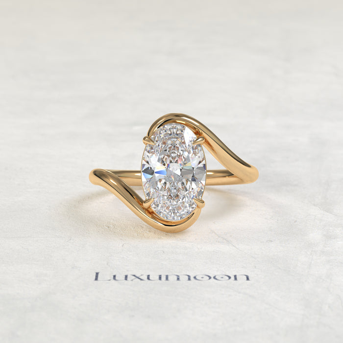 The Ivelora – 2 CT Oval Bypass Solitaire Diamond Ring