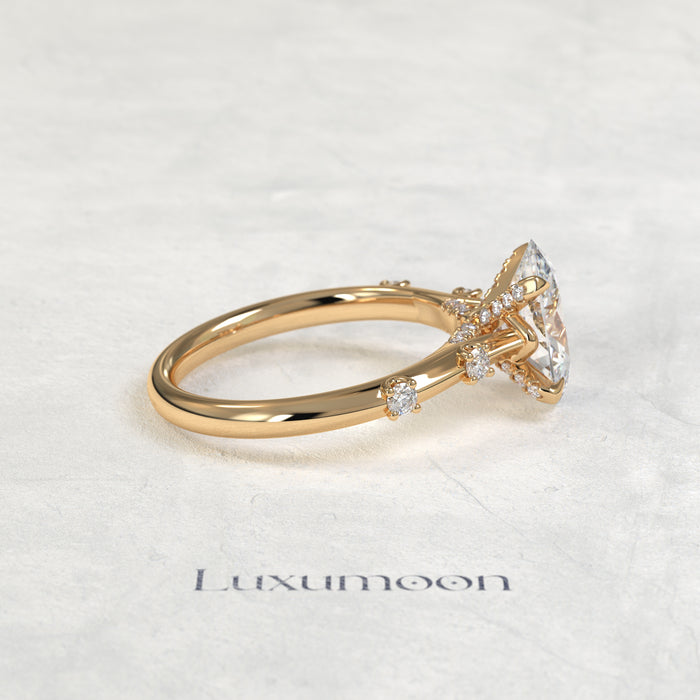 The Ilarisse – 1.5 CT Oval Pave Solitaire Diamond Ring