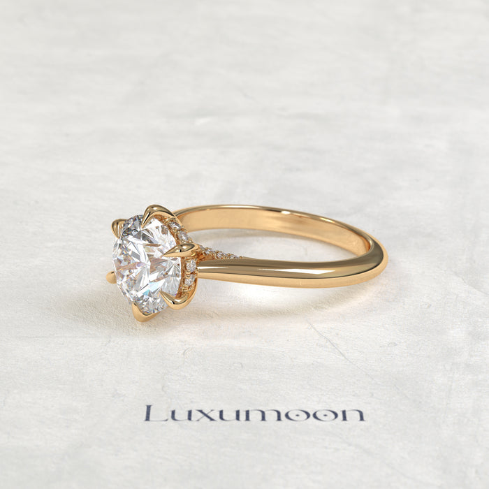 The Aurelisse – 3 CT Round Hidden Halo & Hidden Pave Solitaire Ring