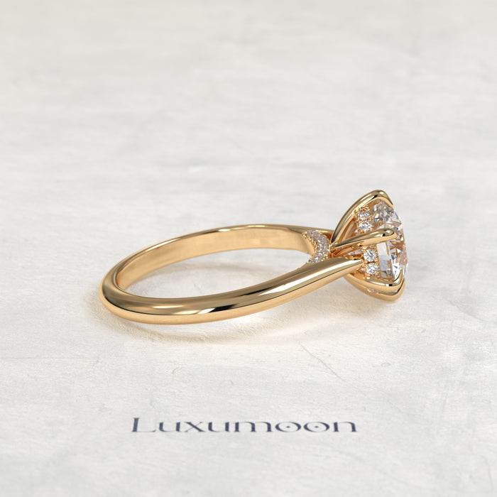 The Aurelisse – 3 CT Round Hidden Halo & Hidden Pave Solitaire Ring