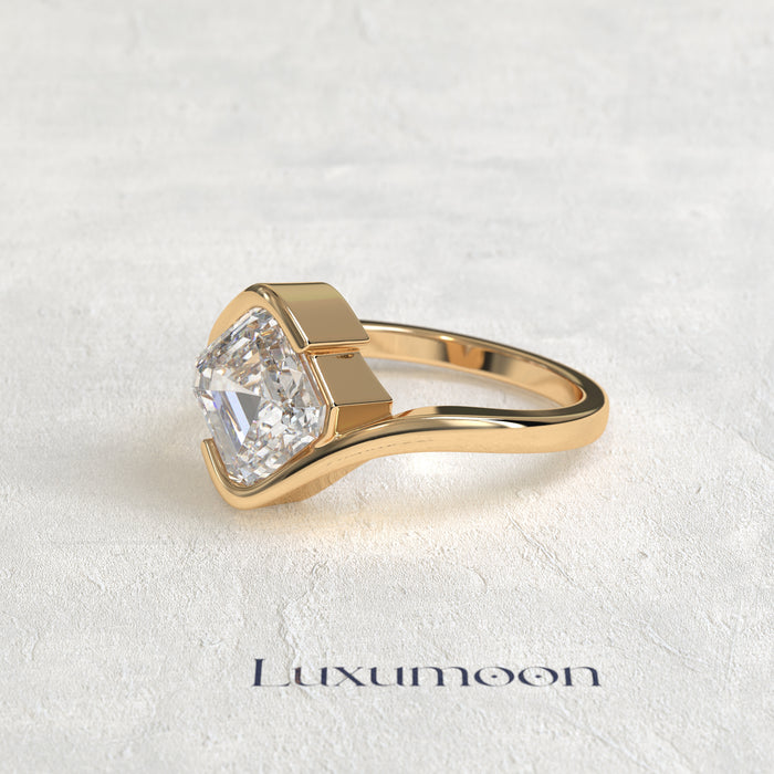 The Novavyn – 2.5 CT Asscher Half-Bezel Bypass Solitaire Ring