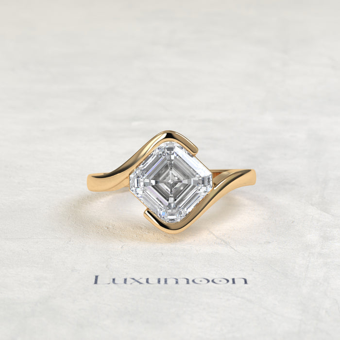 The Novavyn – 2.5 CT Asscher Half-Bezel Bypass Solitaire Ring