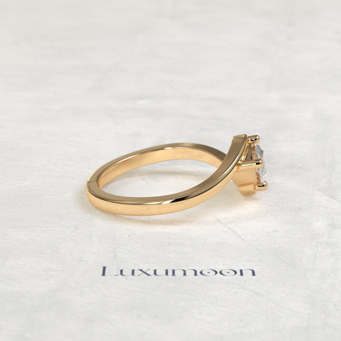 Bague solitaire Ivarisse – 2 carats, marquise horizontale, contournement
