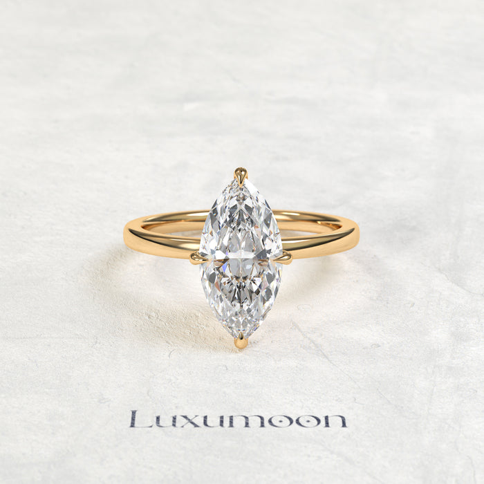 Bague de fiançailles solitaire classique Olavyn – Diamant marquise de 2 carats