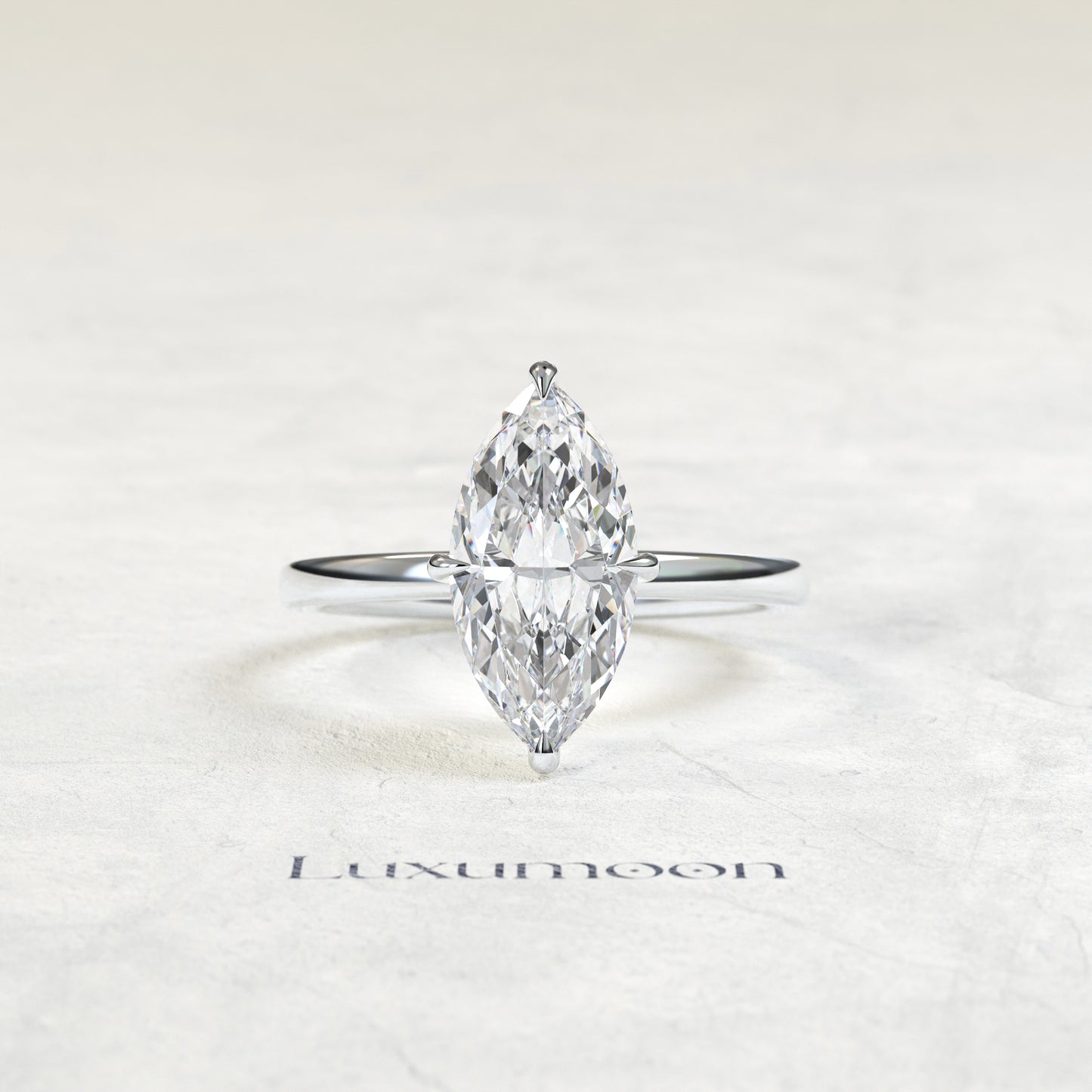 Bague de fiançailles solitaire classique Olavyn – Diamant marquise de 2 carats