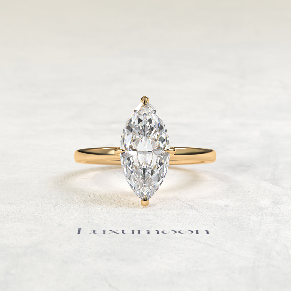 Bague de fiançailles solitaire classique Olavyn – Diamant marquise de 2 carats