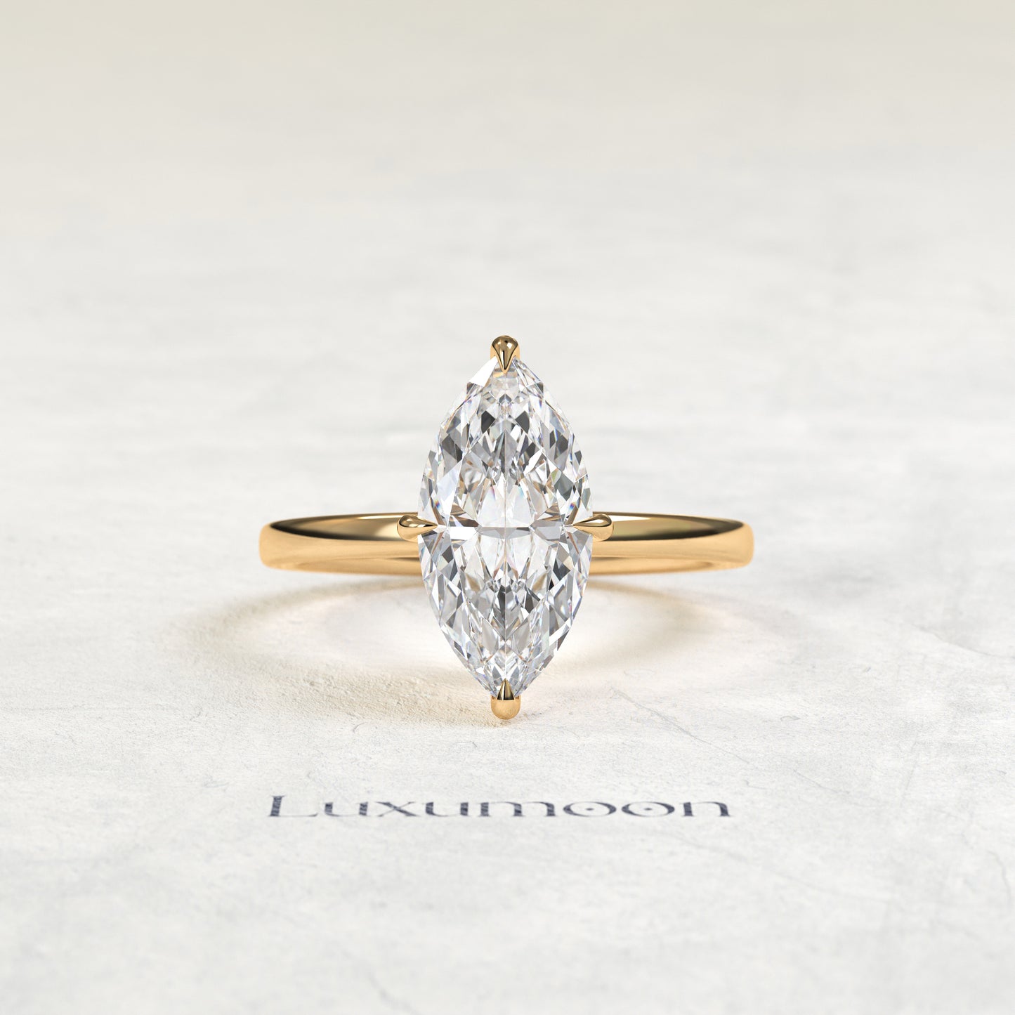 Bague de fiançailles solitaire classique Olavyn – Diamant marquise de 2 carats