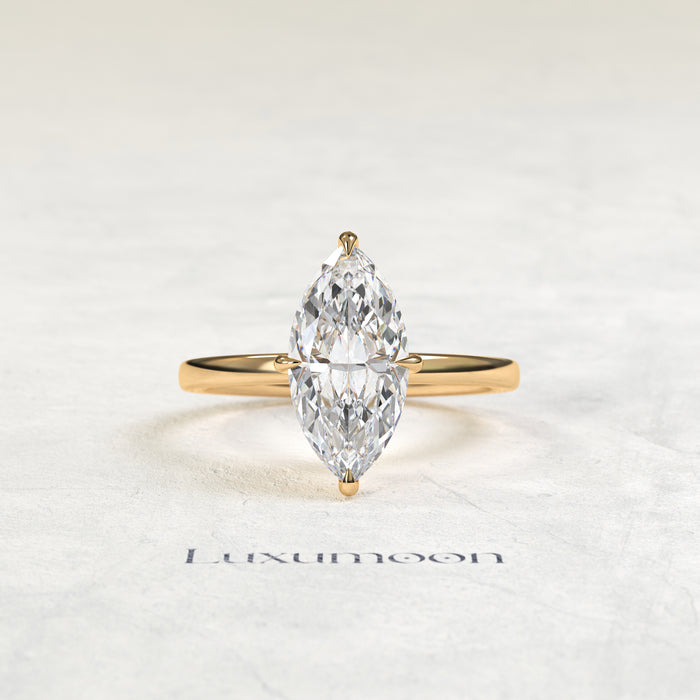 Bague de fiançailles solitaire classique Olavyn – Diamant marquise de 2 carats
