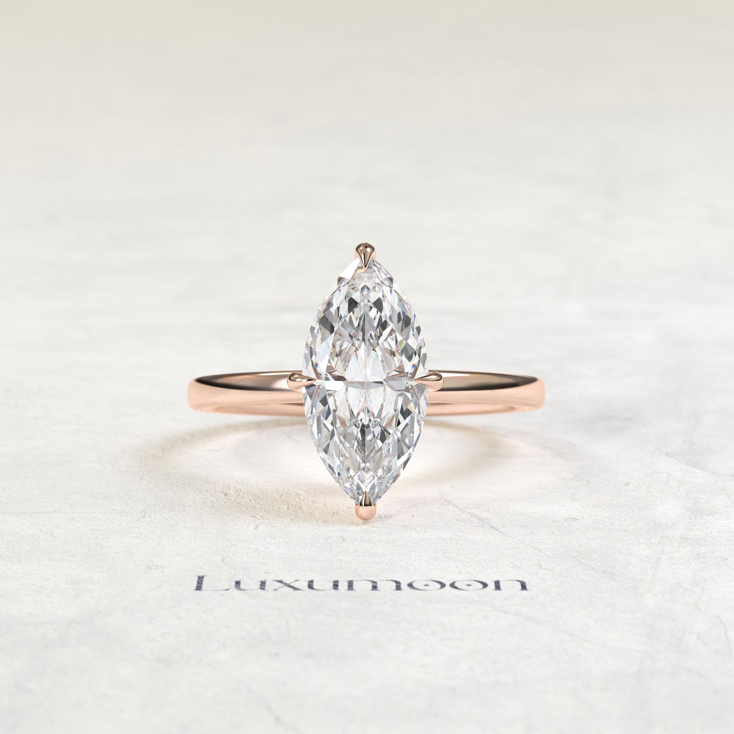 Bague de fiançailles solitaire classique Olavyn – Diamant marquise de 2 carats