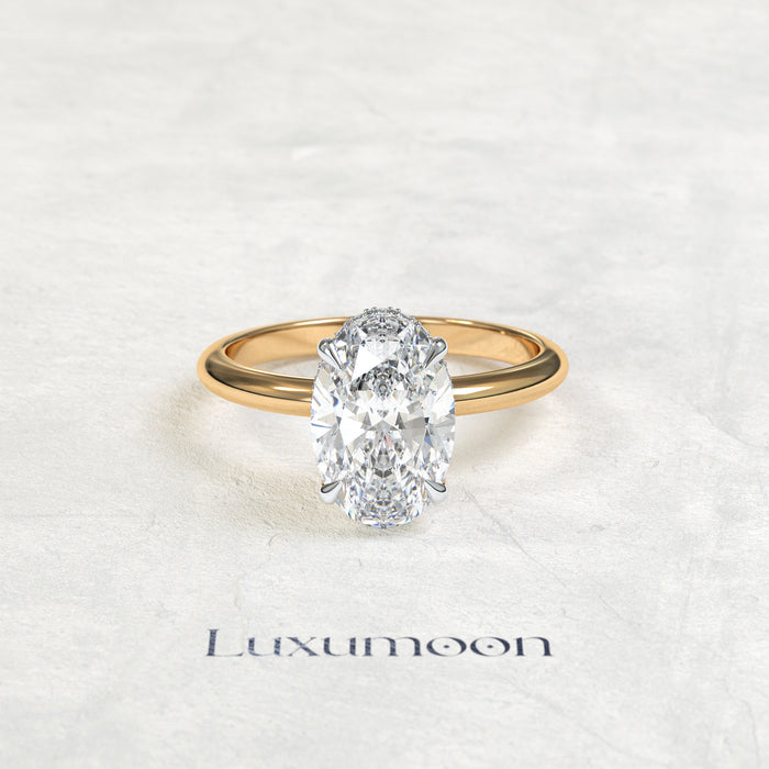 The Bellarose – 3 CT Oval Diamond Hidden Halo Engagement Ring