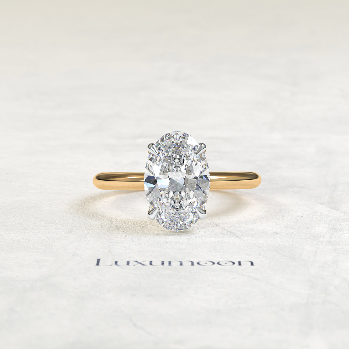 The Bellarose – 3 CT Oval Diamond Hidden Halo Engagement Ring